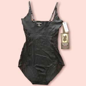 Black Bebe Laser Microfiber Mesh Shaping Bodysuit Size Medium